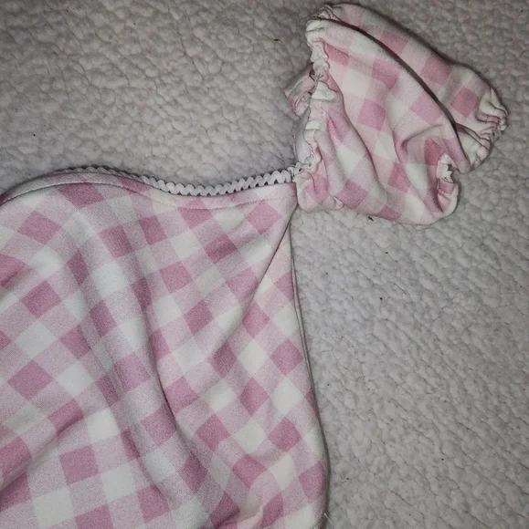 NWT Dolls Kill Pink And White Plaid Sexy Peasants Style Crop Top 😍 - Picture 7 of 7